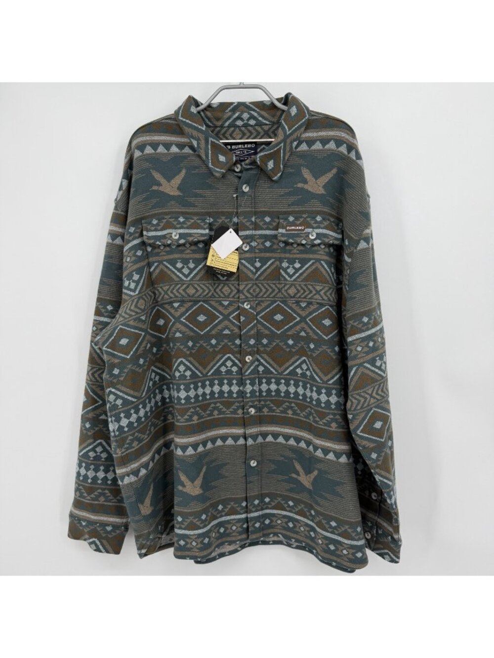 Burlebo Vintage Heavyweight Flannel Button Down Shirt 2XL Whitetail Aztec Duck